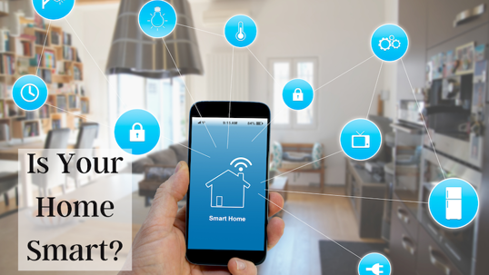 person with a phone inside a smart home